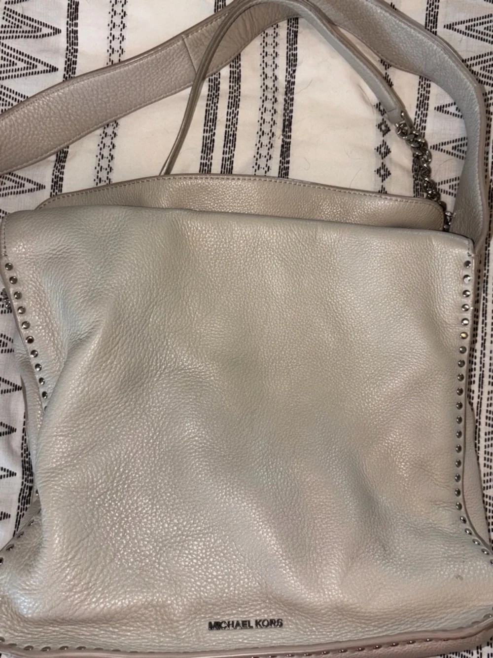 Michael Kors Leather Shoulder Bag in beige